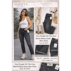 We The Free Black Flare Jeans Raw Hem Cropped Size 24 NWT